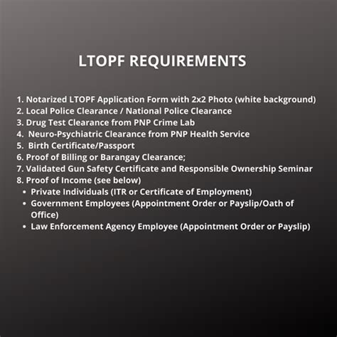 ltopf requirements|How to apply for an LTOPF .